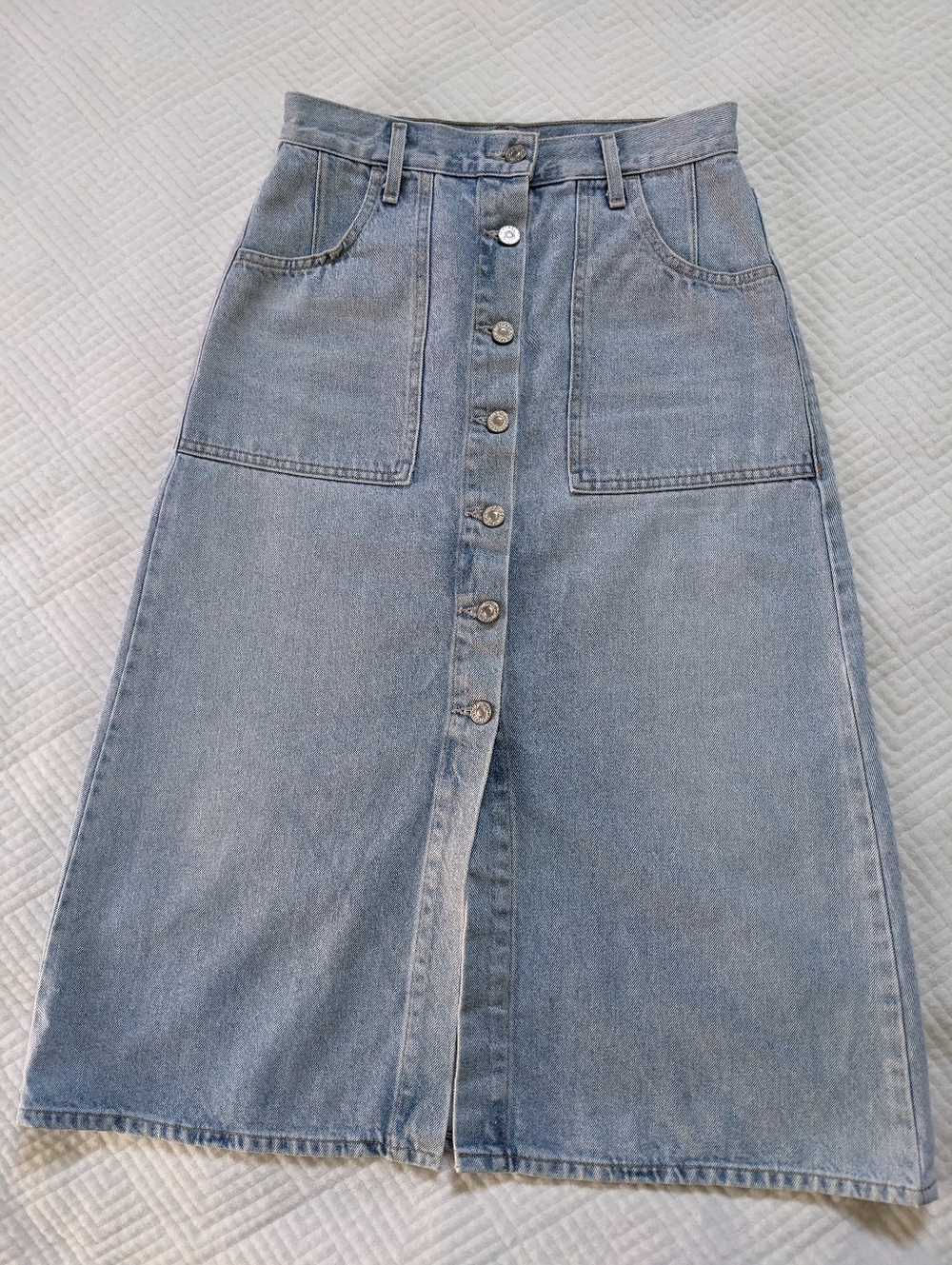 Citizens of Humanity Anouk Denim Midi Skirt Light Wash Button Front Sz 26